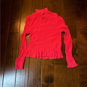 Lucy Paris Vibrant Red Long Sleeve Blouse